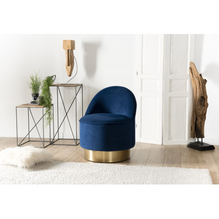 ALBANE - Fauteuil tissu velours bleu marine