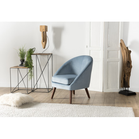 ALBANE - Fauteuil tissu velours bleu clair...