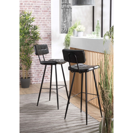 AUGUSTIN - Lot de 2 tabourets de bar James noir...