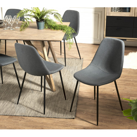 AUGUSTIN - Lot de 2 chaises tissu anthracite...