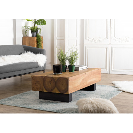 SUZY - Table basse poutres 120x60cm bois Suar...