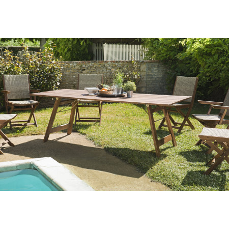 HARRIS - Table de jardin 2 personnes, ronde pliante 60x60cm en bois Teck