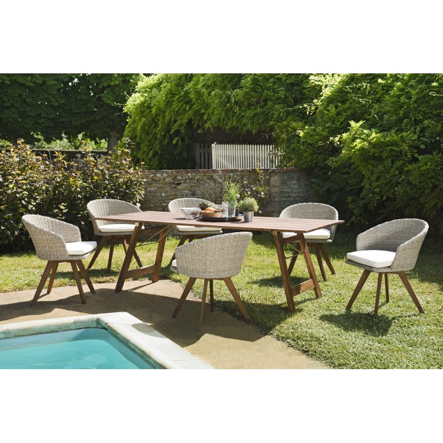 Salon de jardin Hendaye en bois d'Acacia Table pliante et 4