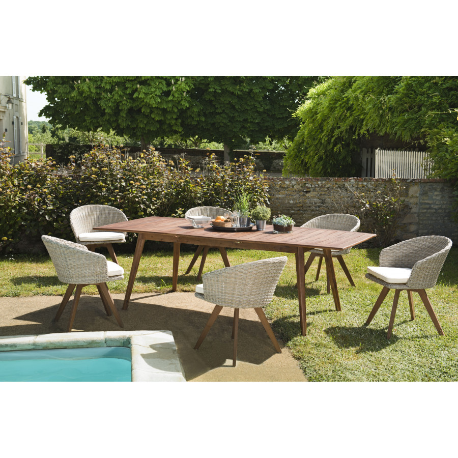 Salon de jardin table d'extérieur extensible rectangle 180