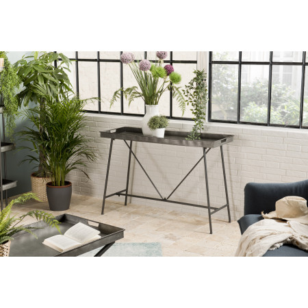 HABY - Console grise plateau rectangulaire Zinc...