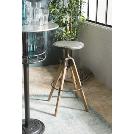 HABY - Tabouret de bar assise ronde Zinc...