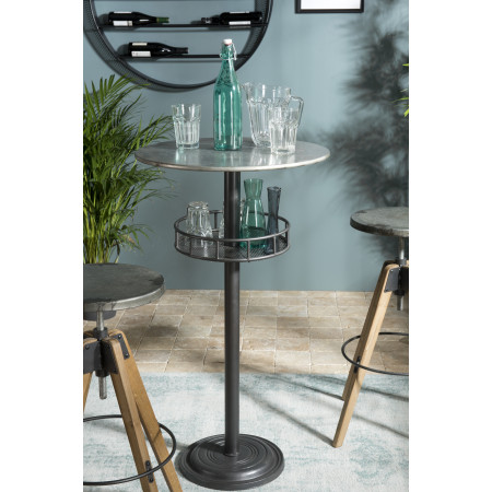 HABY - Table de bar ronde 58x58cm plateau Zinc...