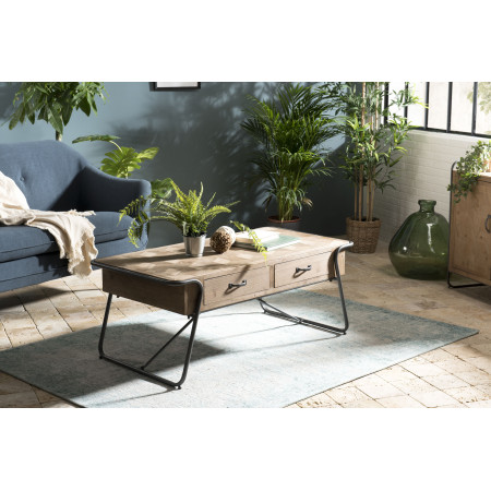 HABY - Table basse rectangulaire 2 tiroirs...