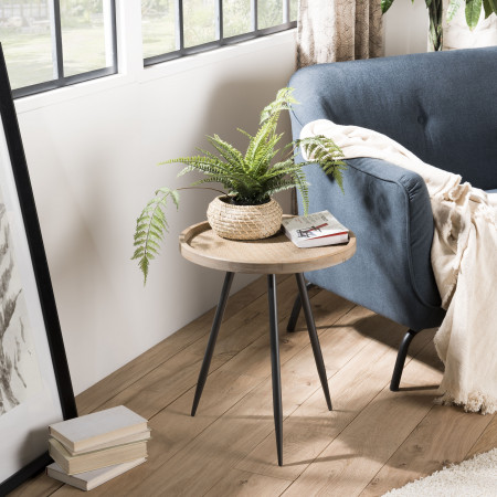 DORIANE - Table d'appoint ronde 45x45cm cannage...