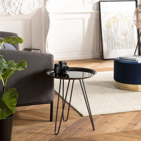 DORIANE - Table d'appoint ronde 44x44cm 3 pieds...