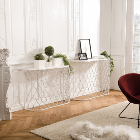 THEODORE - Set de 2 consoles structure métal blanc