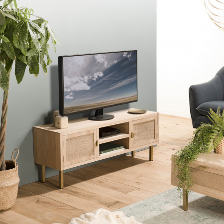 ADELE - Meuble TV 2 niches 2 portes toile de...