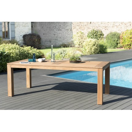 Salon de jardin bois Teck: 1 table à manger DENVER 220 ...