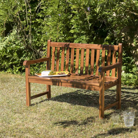 HANNA - Banc de jardin Java en bois teck huilé