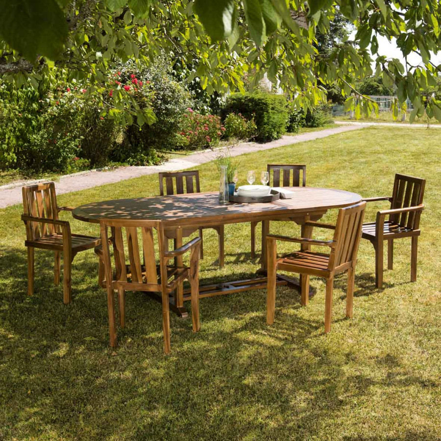 Salon de jardin HANNA en bois teck huilé 2 personnes - ensemble de jardin :  1 table carrée pliante 70 x 70 cm et 2 chaises
