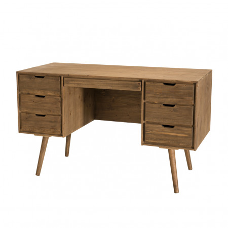 Bureau simple avec tiroirs des deux côtés, bureau fait main en bois  récupéré, style Scandi avec pieds effilés en bois danois, MAEVE moderne du  milieu du siècle -  Canada