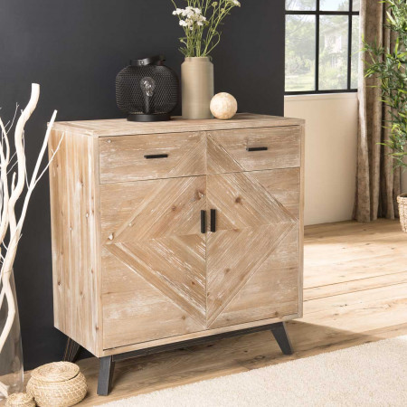 ANDRO - Buffet beige scandi 2 tiroirs 2 portes...