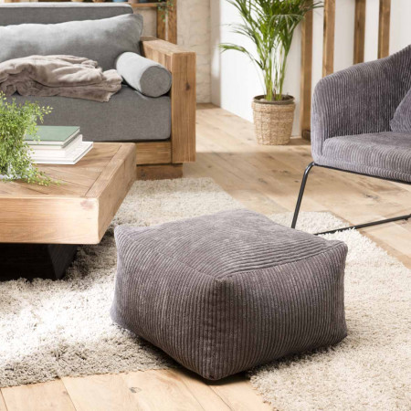 ALBANE - Pouf carré 57x57cm tissu velours...