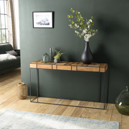 ALIDA - Console rectangulaire teck clair...