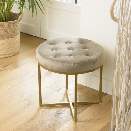 ALBANE - Tabouret rond 41x41cm velours taupe...