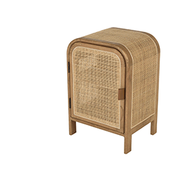 Image dynamique du chevet en mindi et rotin sous différents angles