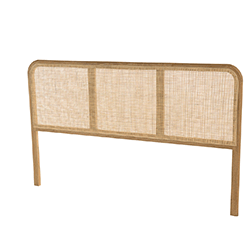 Image dynamique de la tête de lit en bois de mindi et rotin sous différents angles