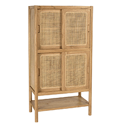 Image en mouvement du vaisselier en mindi et rotin