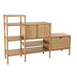 Image en mouvement de la bibliothèque sous la forme escalier en bois de mindi